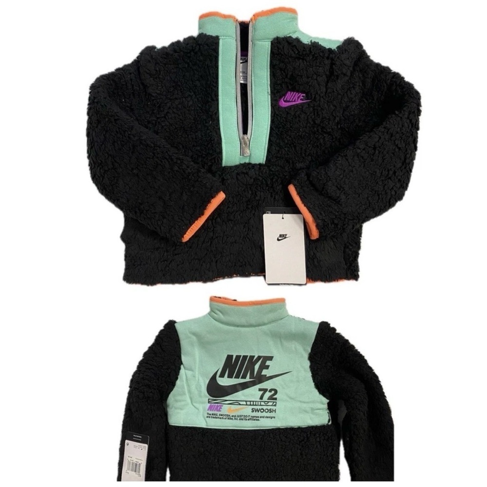 Nike Toddler Boys Illuminate High Pile Fleece Half Zip Sherpa Black, Size 2T